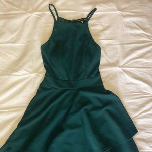 Forest Green High-Neck Dress